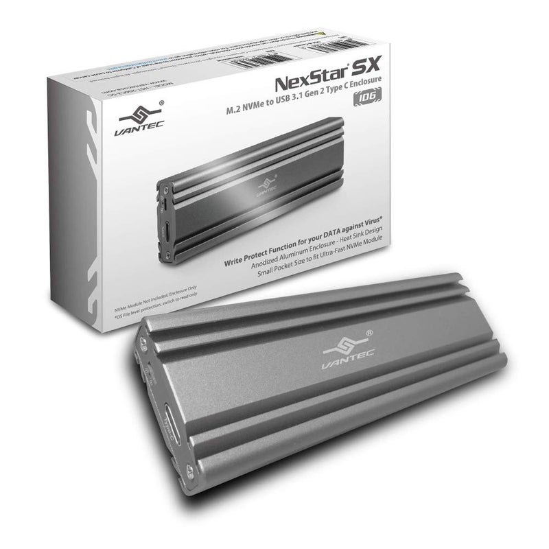 Vantec M.2 Nvme SSD to USB 3.1 Gen 2 Type C Enclosure with C to C Cable, Space Gray Color, ID6 (NST-206C3-SG) - Image 1